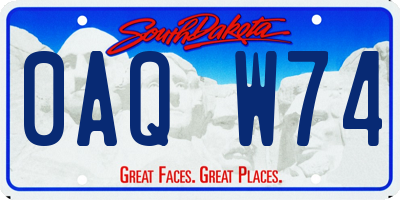 SD license plate 0AQW74