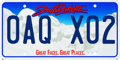 SD license plate 0AQX02