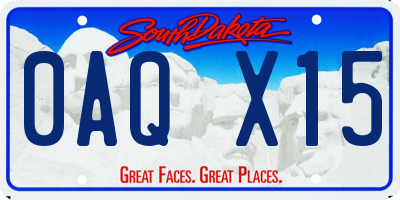 SD license plate 0AQX15