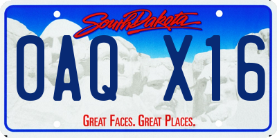 SD license plate 0AQX16