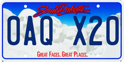 SD license plate 0AQX20