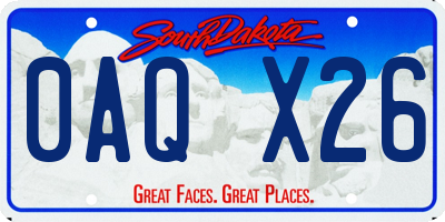 SD license plate 0AQX26