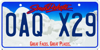 SD license plate 0AQX29
