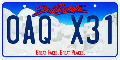 SD license plate 0AQX31