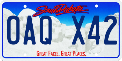 SD license plate 0AQX42