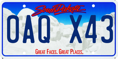 SD license plate 0AQX43