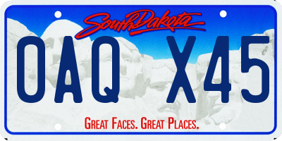 SD license plate 0AQX45