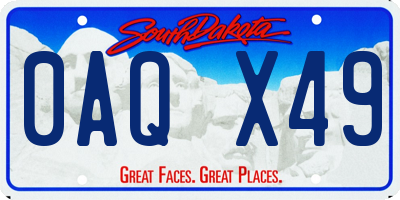 SD license plate 0AQX49