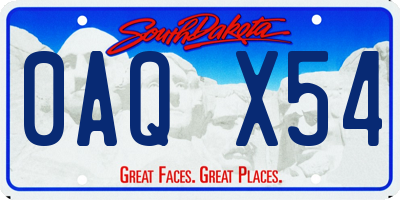 SD license plate 0AQX54