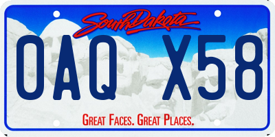 SD license plate 0AQX58
