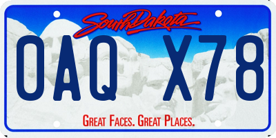 SD license plate 0AQX78