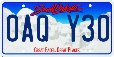 SD license plate 0AQY30