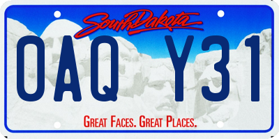 SD license plate 0AQY31