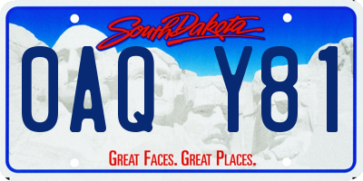 SD license plate 0AQY81