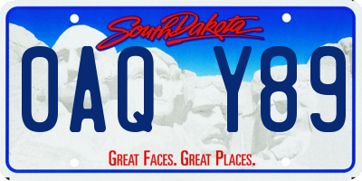 SD license plate 0AQY89
