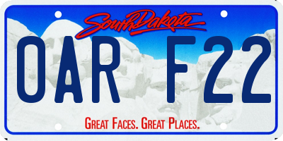 SD license plate 0ARF22