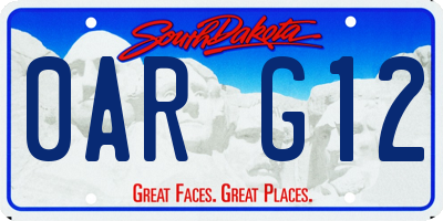 SD license plate 0ARG12