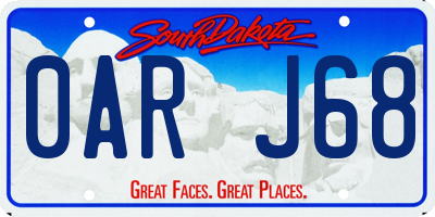 SD license plate 0ARJ68