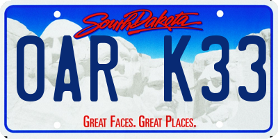 SD license plate 0ARK33
