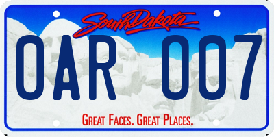 SD license plate 0ARO07