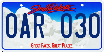 SD license plate 0ARO30