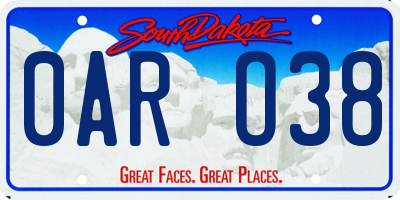 SD license plate 0ARO38
