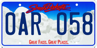SD license plate 0ARO58