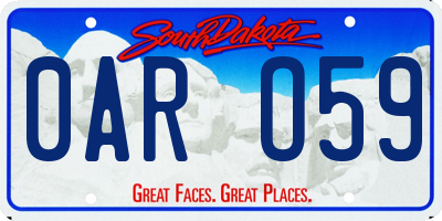 SD license plate 0ARO59