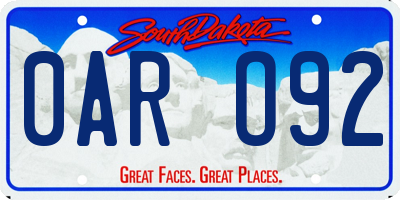 SD license plate 0ARO92