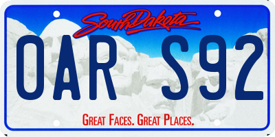 SD license plate 0ARS92