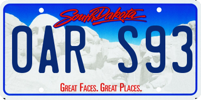 SD license plate 0ARS93