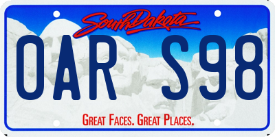 SD license plate 0ARS98