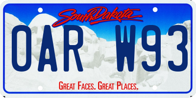 SD license plate 0ARW93