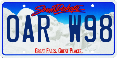 SD license plate 0ARW98