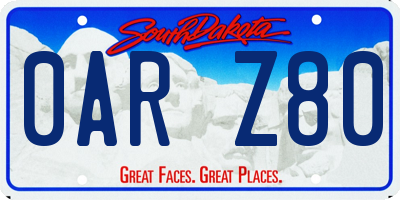 SD license plate 0ARZ80
