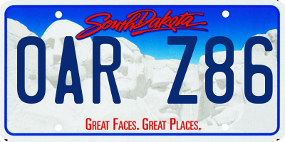 SD license plate 0ARZ86