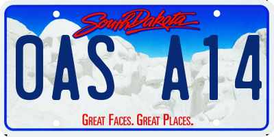 SD license plate 0ASA14