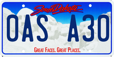 SD license plate 0ASA30