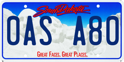 SD license plate 0ASA80
