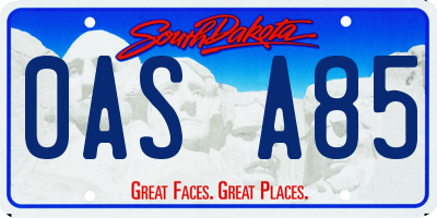 SD license plate 0ASA85