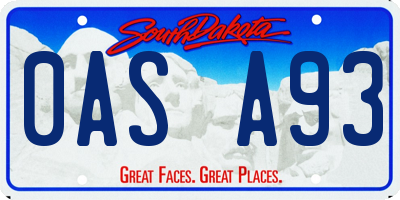 SD license plate 0ASA93