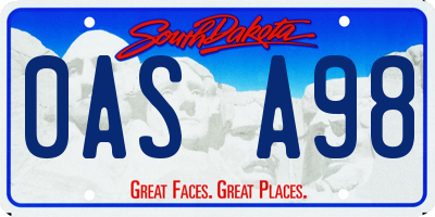 SD license plate 0ASA98
