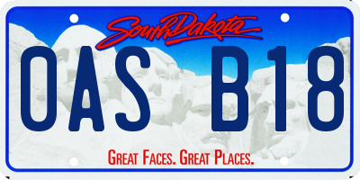 SD license plate 0ASB18
