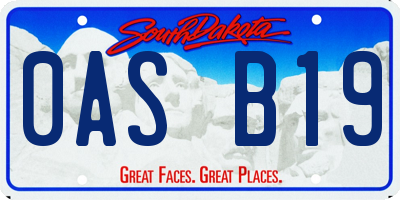 SD license plate 0ASB19