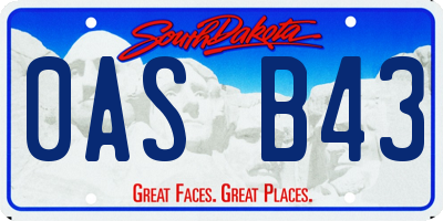 SD license plate 0ASB43