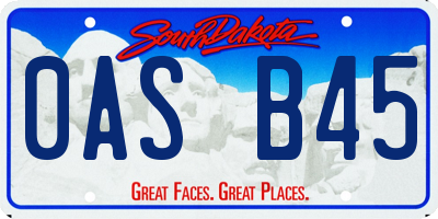 SD license plate 0ASB45