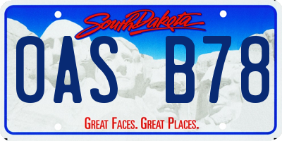 SD license plate 0ASB78