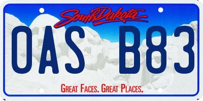 SD license plate 0ASB83