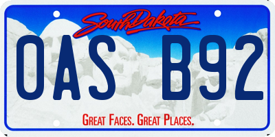 SD license plate 0ASB92