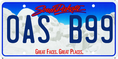 SD license plate 0ASB99